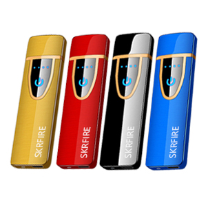 Ultra-Thin Electric Lighter,Tungsten Turbo Lighter Touch Switch Windproof Lighter Rechargeable USB Lighter with LED Battery Indicator