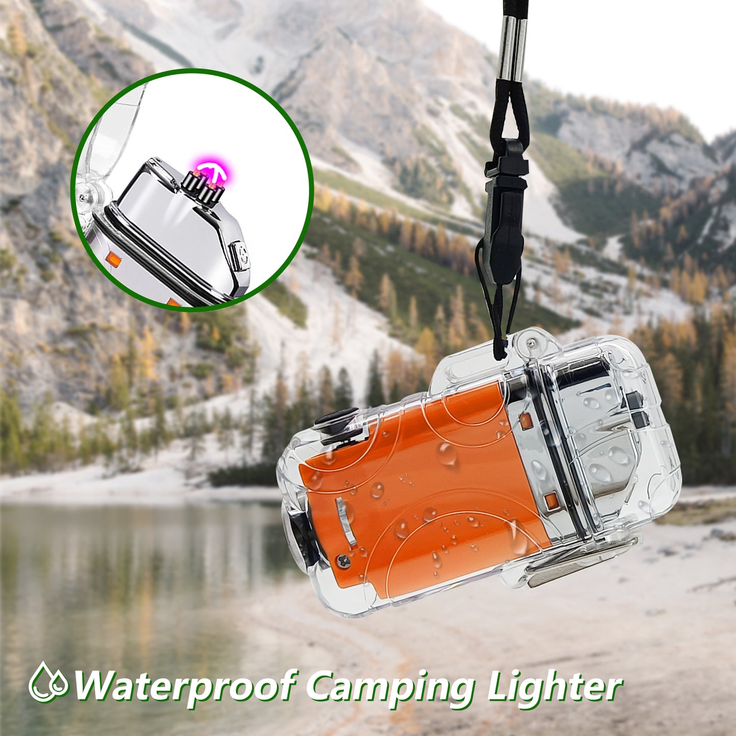 SKRFIRE Transparent case Arc Plasma Electric Lighter USB Rechargeable Windproof Lighter Cool Lighters Waterproof with LED Flashlight and Whistle for Camping Travel Exploration Survival