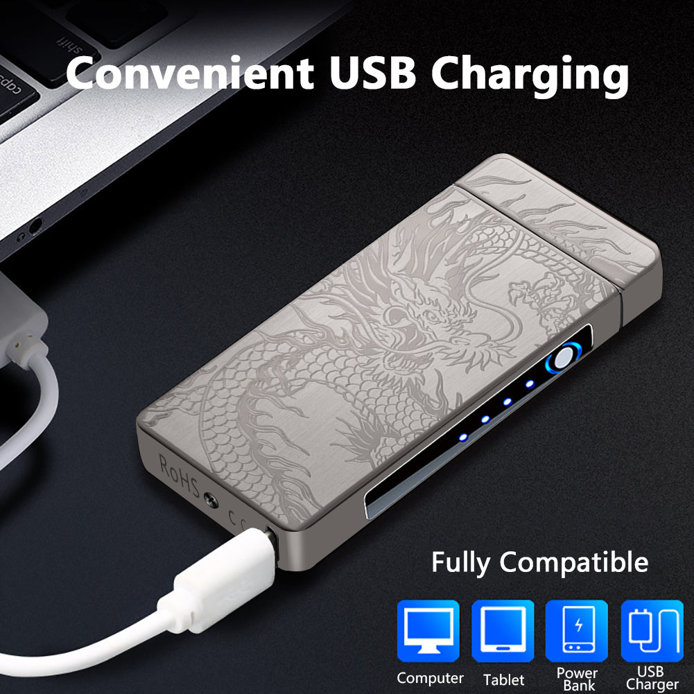 SKRFIRE Electric Lighter Rechargeable USB Plasma Arc Lighter High Power Flame Windproof Lighter Torch Unique Dragon Lighter with Gift Box
