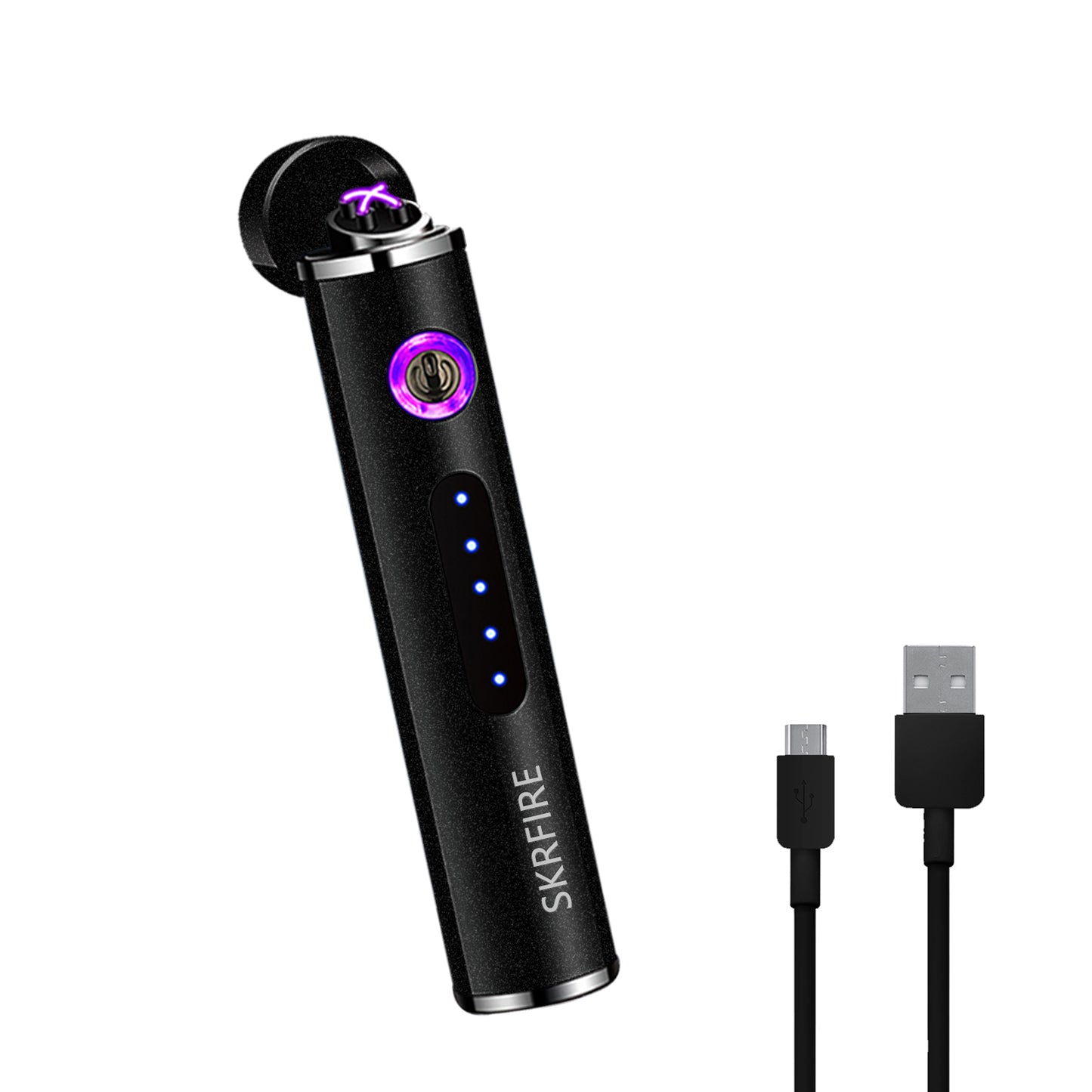 SKRFIRE Mini USB Rechargeable Lighter Electric Plasma Lighter Windproof Double Arc Lighter Flameless Fashion Cool Lighter with Beautiful Gift Box