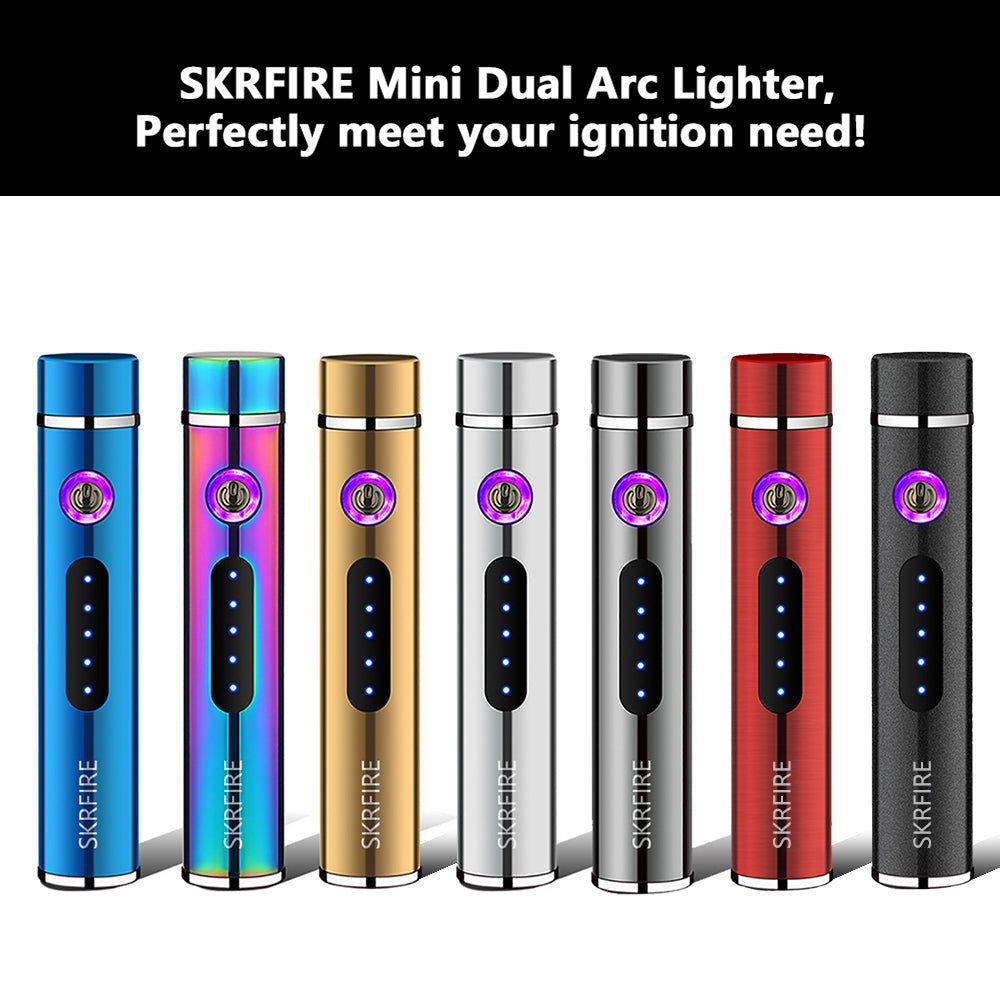 SKRFIRE Mini USB Rechargeable Lighter Electric Plasma Lighter Windproof Double Arc Lighter Flameless Fashion Cool Lighter with Beautiful Gift Box