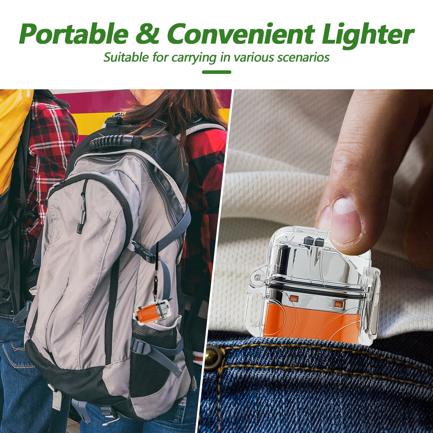 SKRFIRE Transparent case Arc Plasma Electric Lighter USB Rechargeable Windproof Lighter Cool Lighters Waterproof with LED Flashlight and Whistle for Camping Travel Exploration Survival