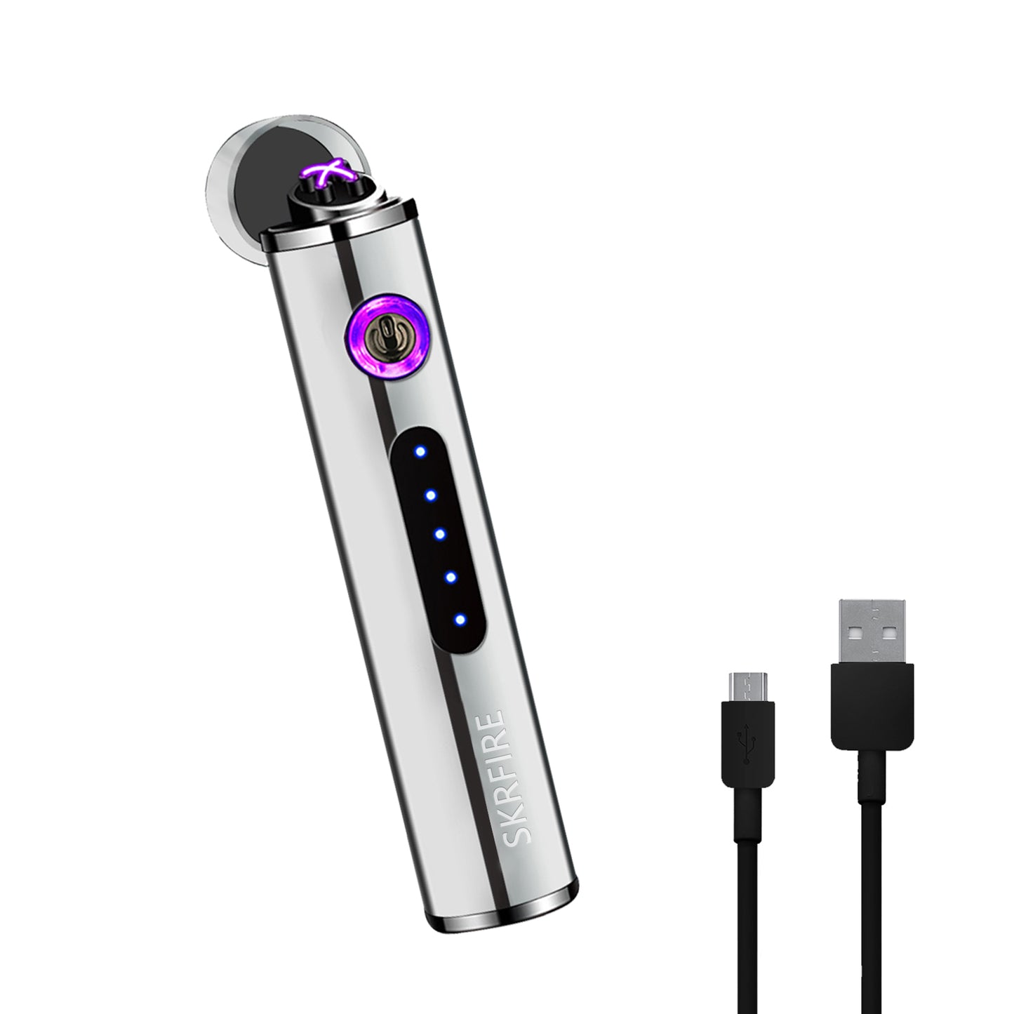 SKRFIRE Mini USB Rechargeable Lighter Electric Plasma Lighter Windproof Double Arc Lighter Flameless Fashion Cool Lighter with Beautiful Gift Box