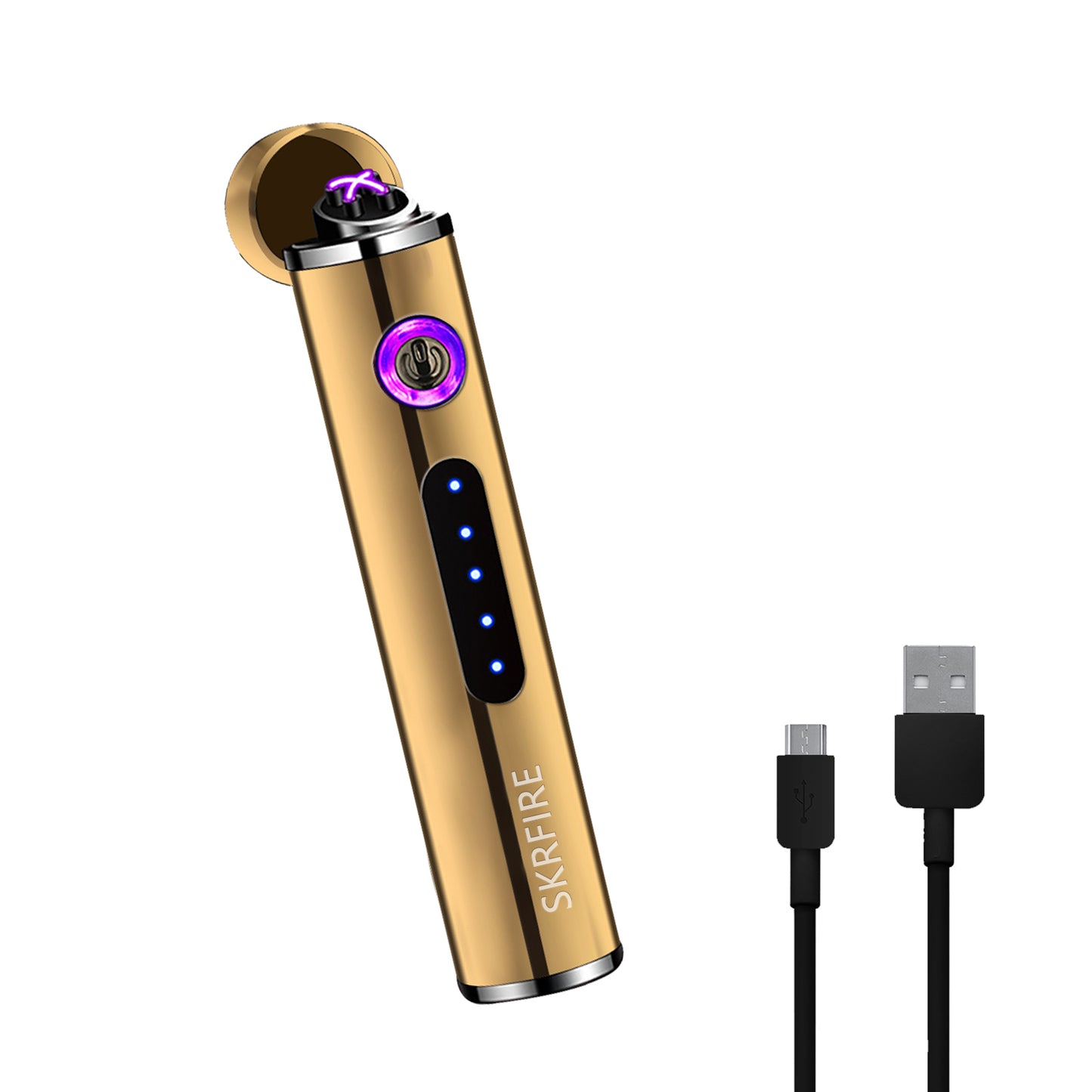 SKRFIRE Mini USB Rechargeable Lighter Electric Plasma Lighter Windproof Double Arc Lighter Flameless Fashion Cool Lighter with Beautiful Gift Box
