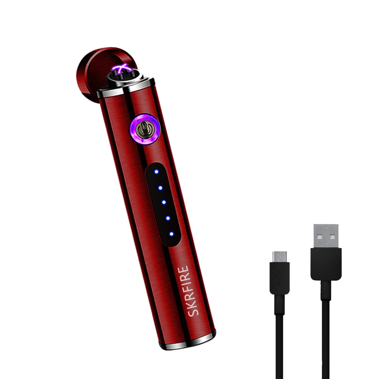 SKRFIRE Mini USB Rechargeable Lighter Electric Plasma Lighter Windproof Double Arc Lighter Flameless Fashion Cool Lighter with Beautiful Gift Box
