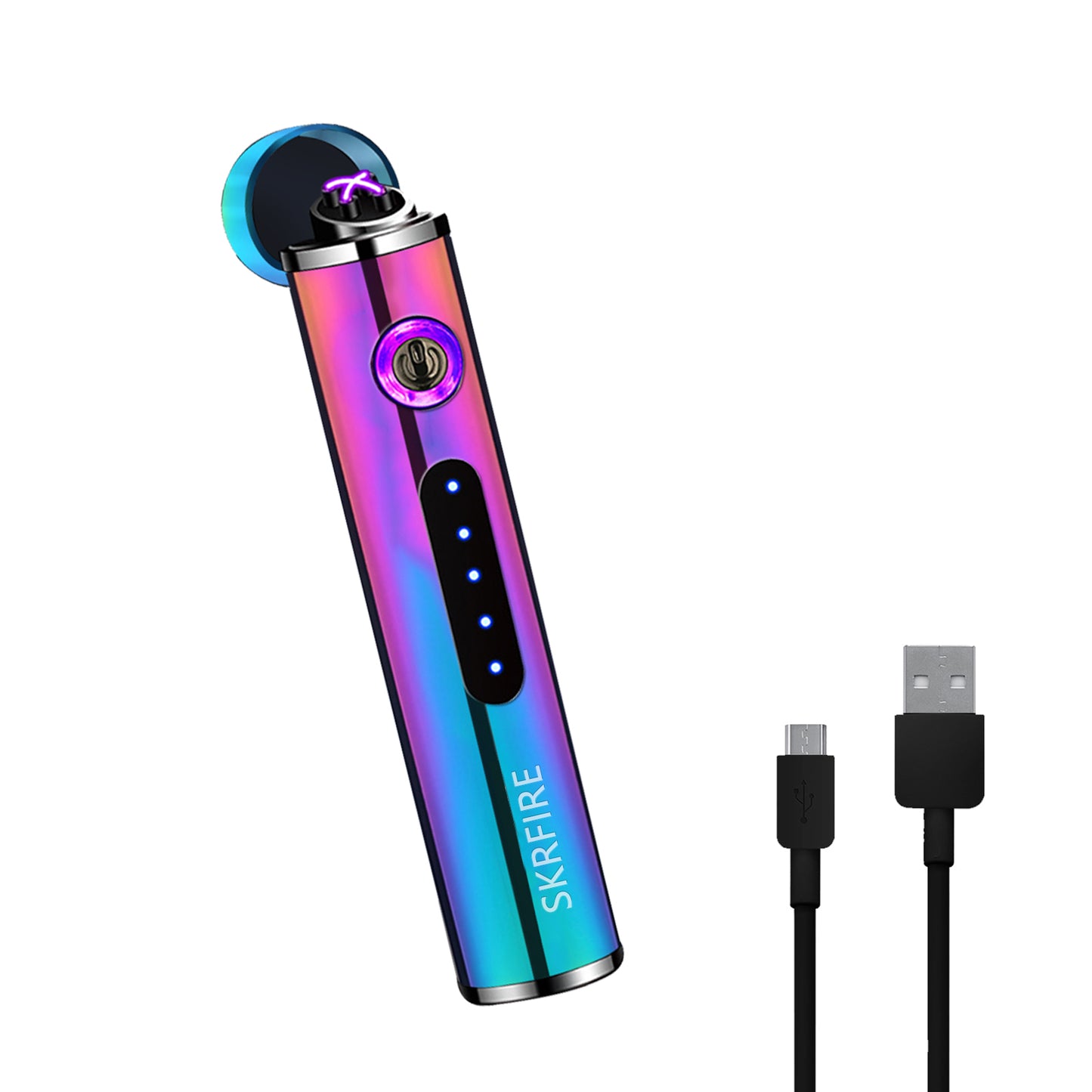 SKRFIRE Mini USB Rechargeable Lighter Electric Plasma Lighter Windproof Double Arc Lighter Flameless Fashion Cool Lighter with Beautiful Gift Box