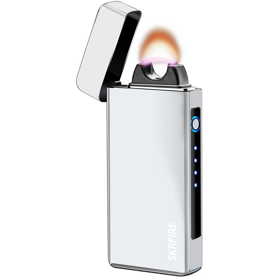 SKRFIRE Plasma Lighter USB Rechargeable Arc Lighter Windproof Electric Big Flame Cool Lighter with LED Battery Indication for Outdoor, Camping, Adventure, Grill
