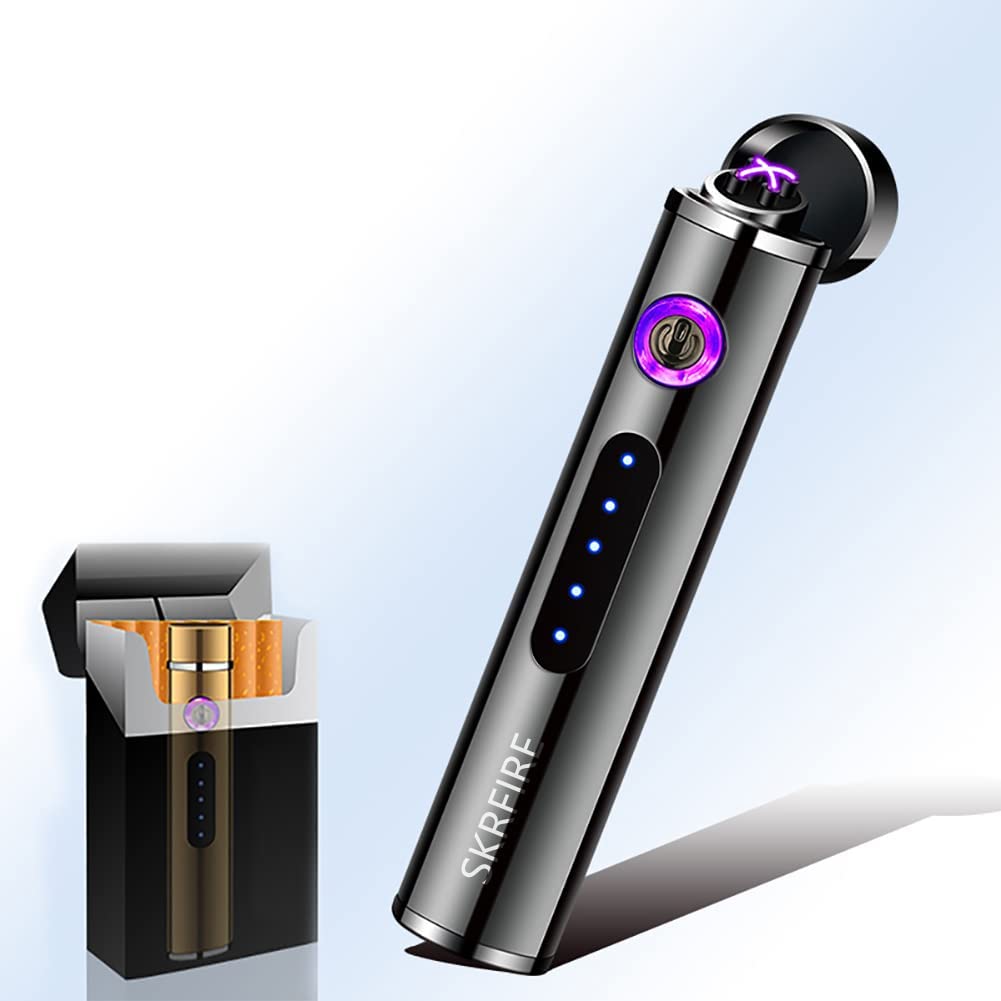 SKRFIRE Mini USB Rechargeable Lighter Electric Plasma Lighter Windproof Double Arc Lighter Flameless Fashion Cool Lighter with Beautiful Gift Box