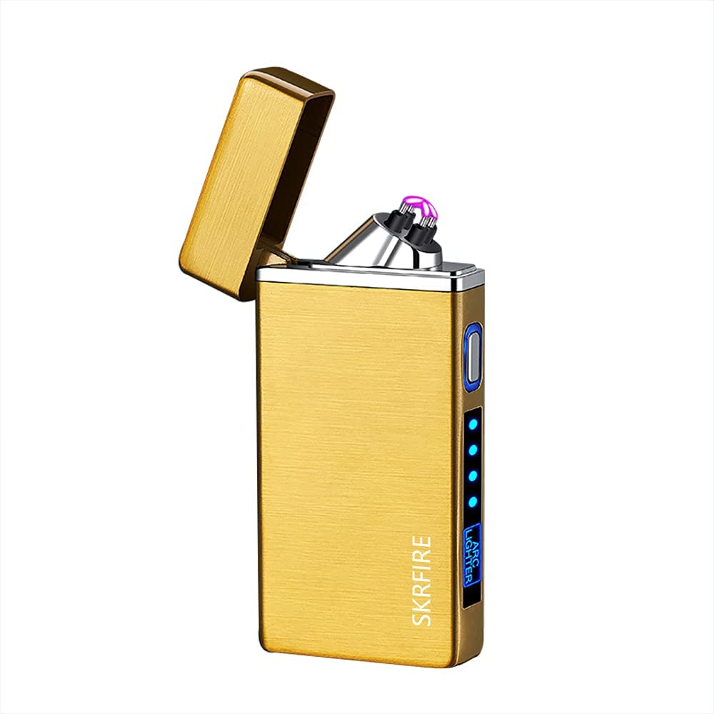 SKRFIRE PVD-Plating Dual Arc Electric Lighter PVD-Plating with Rhythmic Flashing Battery Indicator