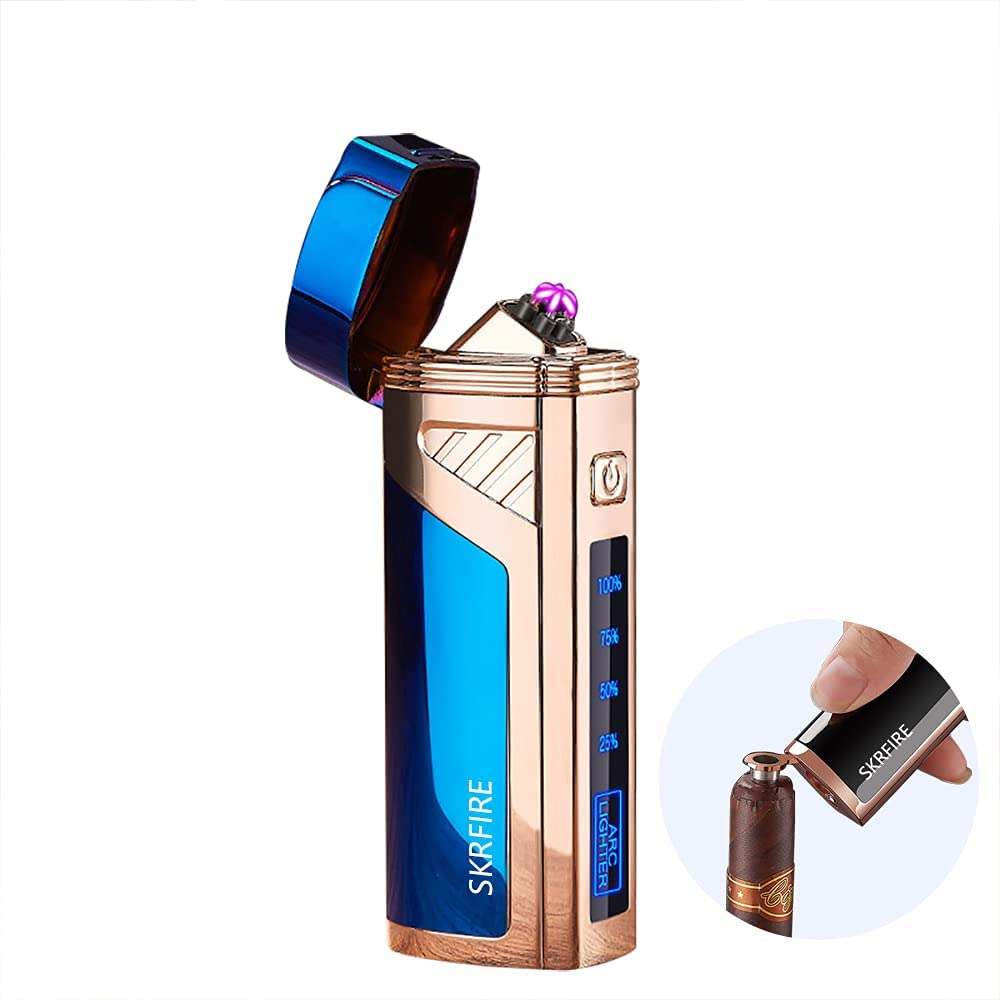 SKRFIRE 2-in-1 Cigar Opener Windproof Lighter,Triple Arc high power