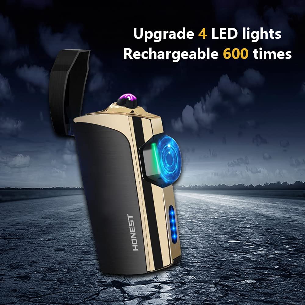 SKRFIRE Rechargeable Lighter Infrared Sensor Plasma Lighter, Windproof Dual Arc Lighter Outdoor Rechargeable USB Lighter Flameless Electric Lighter with LED Battery Indicator