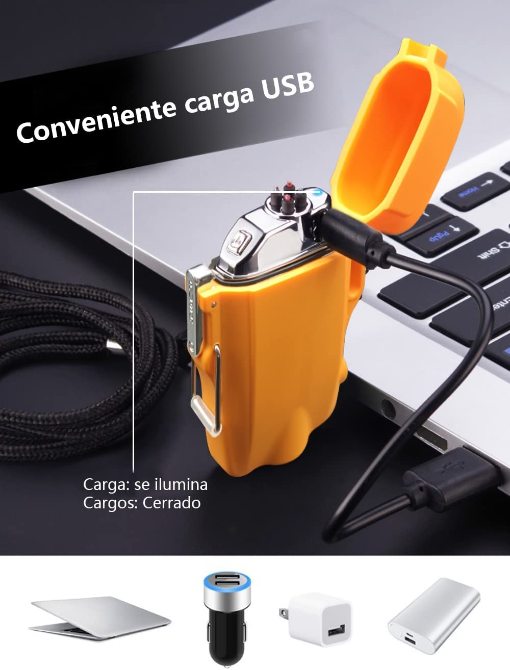 Waterproof Dual Arc Electric Lighter with LED Flashlight for outdoor