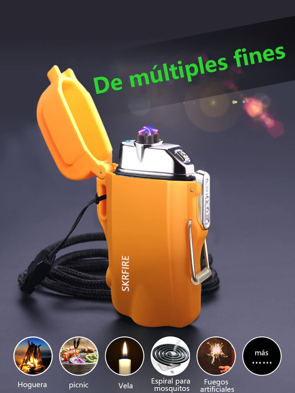 Waterproof Dual Arc Electric Lighter with LED Flashlight for outdoor