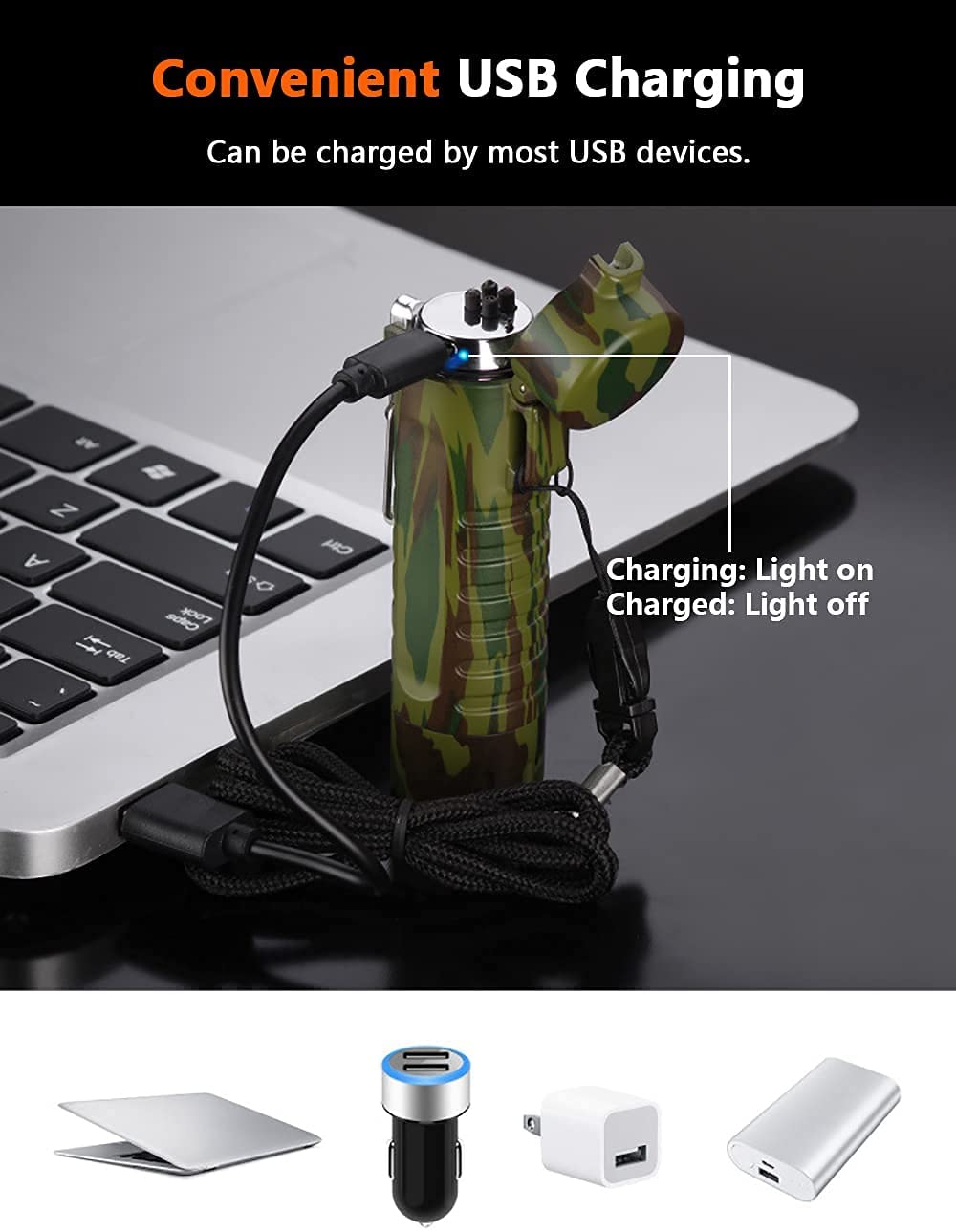 SKRFIRE Plasma Arc Lighter Waterproof Windproof Lighter USB Type C Rechargeable Lighter with Flashlight for Camping, Hiking, Outdoor Survival, Tactical Gear