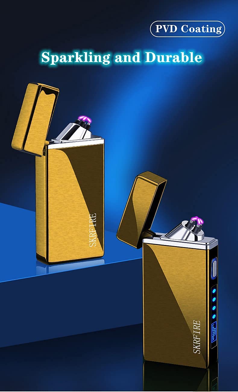SKRFIRE PVD-Plating Dual Arc Electric Lighter PVD-Plating with Rhythmic Flashing Battery Indicator