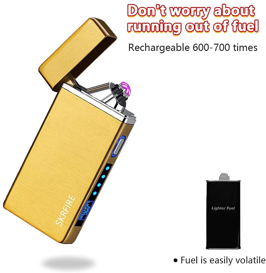 SKRFIRE PVD-Plating Dual Arc Electric Lighter PVD-Plating with Rhythmic Flashing Battery Indicator