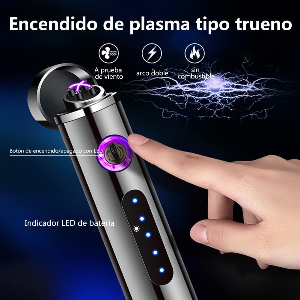 SKRFIRE Mini USB Rechargeable Lighter Electric Plasma Lighter Windproof Double Arc Lighter Flameless Fashion Cool Lighter with Beautiful Gift Box