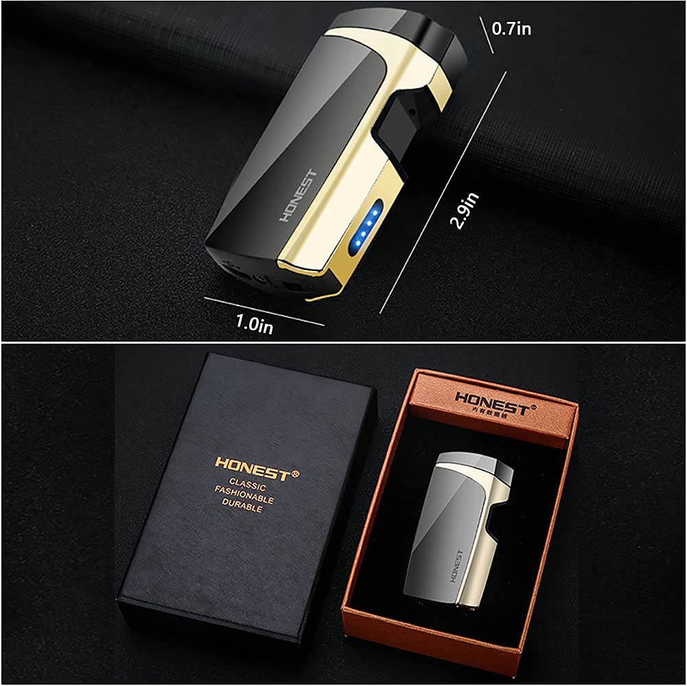 SKRFIRE Rechargeable Lighter Infrared Sensor Plasma Lighter, Windproof Dual Arc Lighter Outdoor Rechargeable USB Lighter Flameless Electric Lighter with LED Battery Indicator