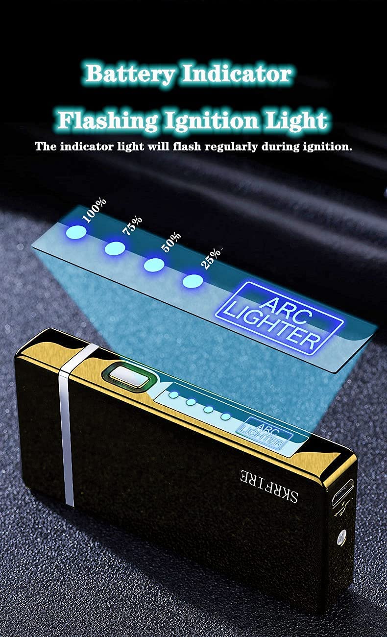 SKRFIRE PVD-Plating Dual Arc Electric Lighter PVD-Plating with Rhythmic Flashing Battery Indicator