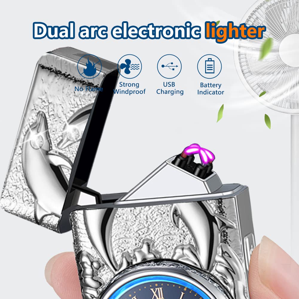 SKRFIRE Arc Plasma Lighter with clock (dolphins)