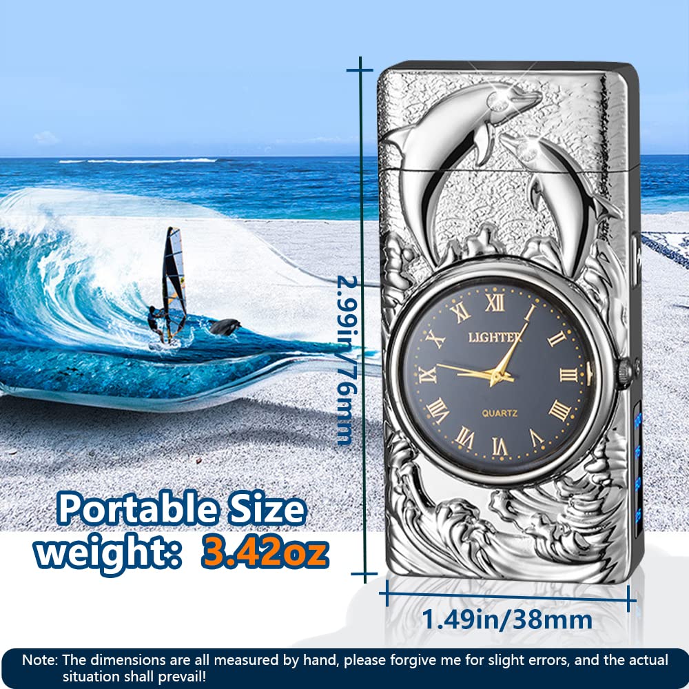 SKRFIRE Arc Plasma Lighter with clock (dolphins)