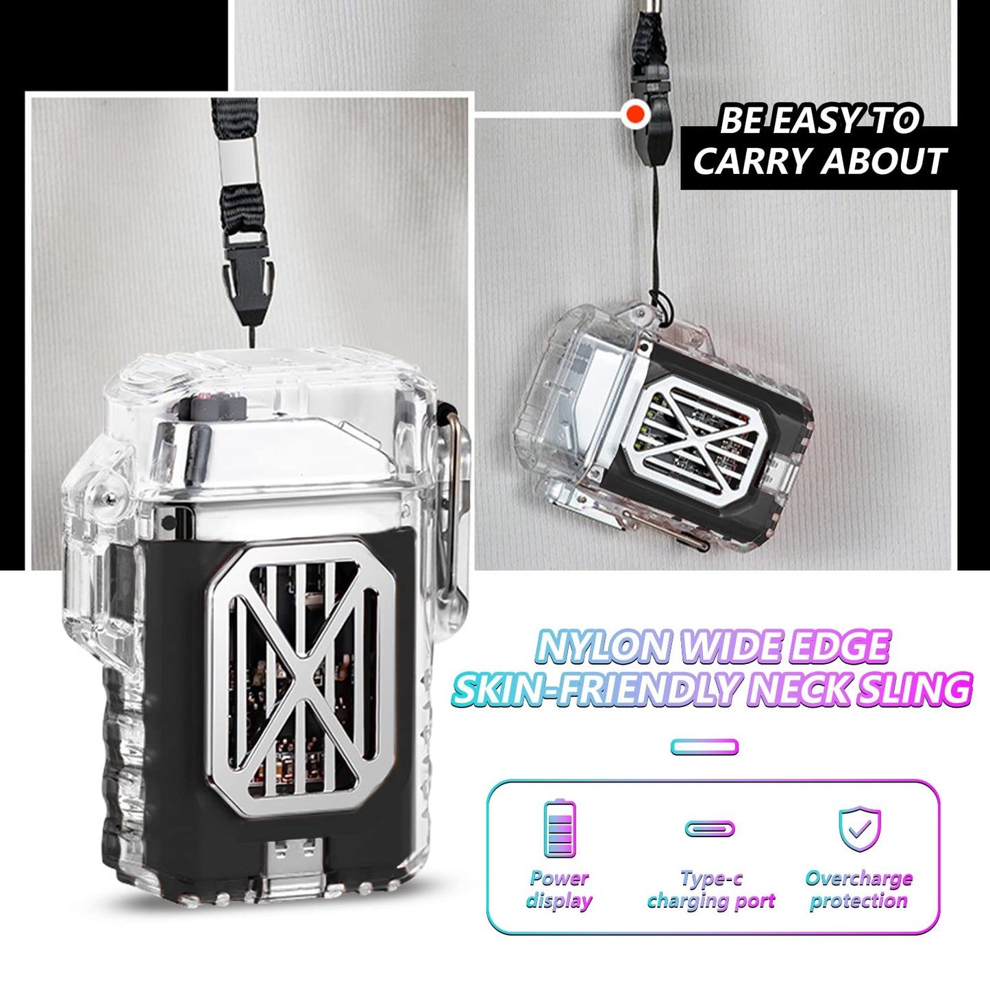 SKRFIRE Outdoor Arc Plasma Lighter, rectangular, Transparent housing