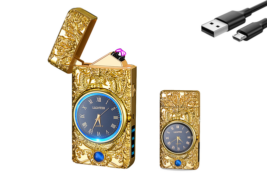 SKRFIRE Electric Lighter Rechargeable Watch Dial Lighter, USB Arc lighters,Fashion Dragon Lighter, Unique Dual Arc Plasma Lighters, Windproof Lighters LED Lighting for Candles Men Women Gifts