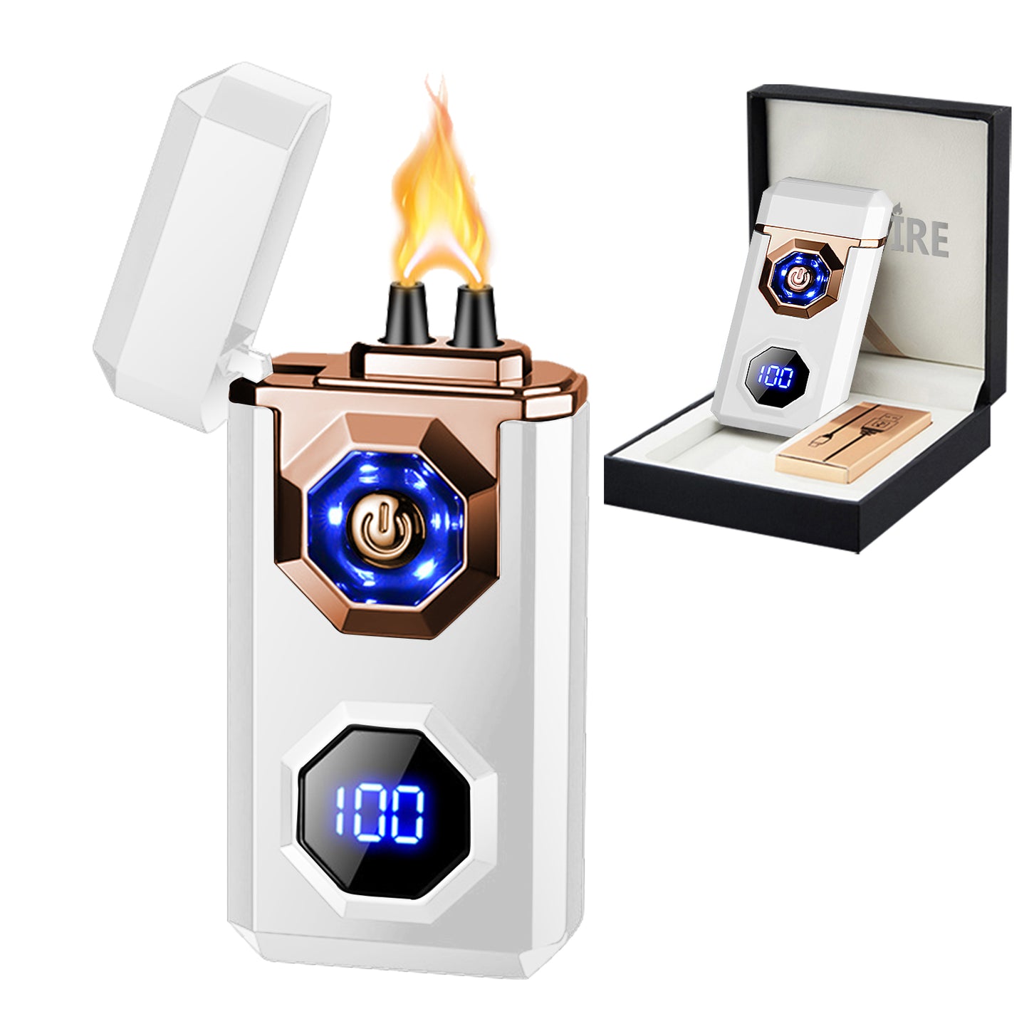 SKRFIRE Electric Lighter Rechargeable USB C Arc Plasma Lighter High Power Flame Cool Lighter Windproof Electronic Candle Lighter with LED Flashlight for Candle, Firework, Incense