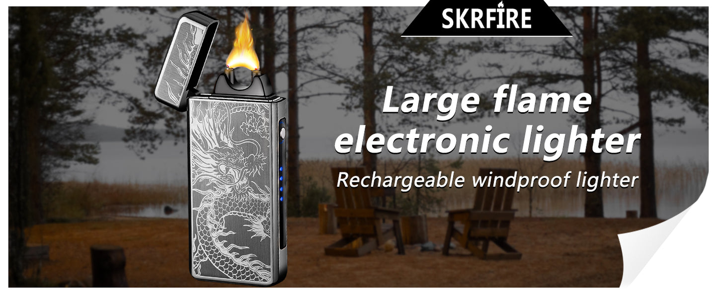 SKRFIRE Electric Lighter Rechargeable USB Plasma Arc Lighter High Power Flame Windproof Lighter Torch Unique Dragon Lighter with Gift Box