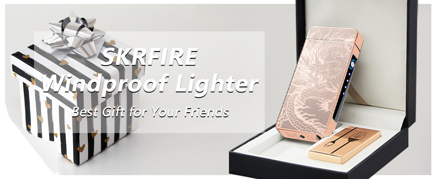 SKRFIRE Electric Lighter Rechargeable USB Plasma Arc Lighter High Power Flame Windproof Lighter Torch Unique Dragon Lighter with Gift Box