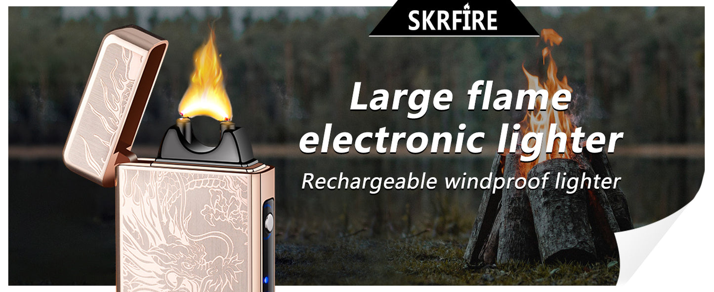 SKRFIRE Electric Lighter Rechargeable USB Plasma Arc Lighter High Power Flame Windproof Lighter Torch Unique Dragon Lighter with Gift Box