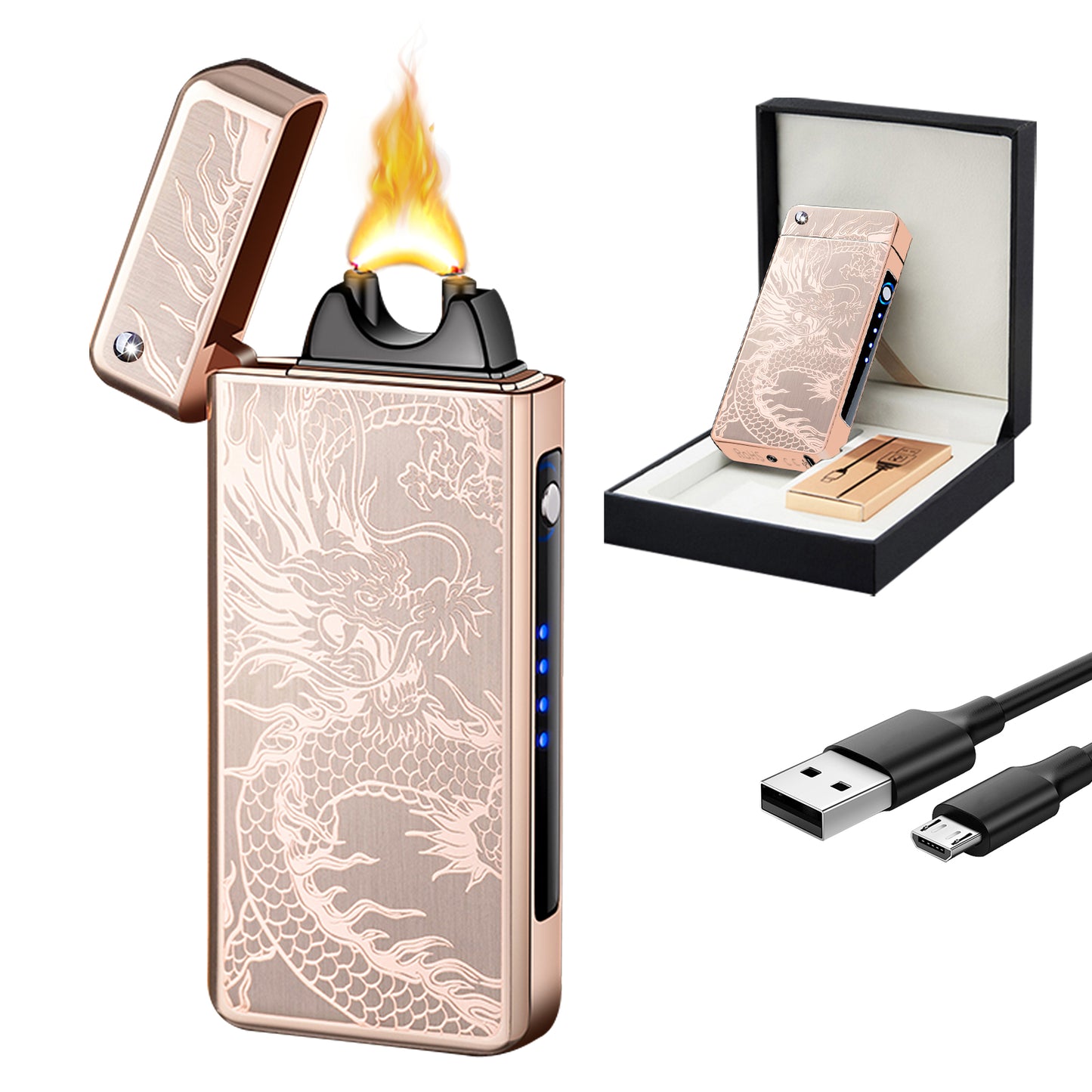 SKRFIRE Electric Lighter Rechargeable USB Plasma Arc Lighter High Power Flame Windproof Lighter Torch Unique Dragon Lighter with Gift Box