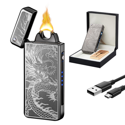 SKRFIRE Electric Lighter Rechargeable USB Plasma Arc Lighter High Power Flame Windproof Lighter Torch Unique Dragon Lighter with Gift Box