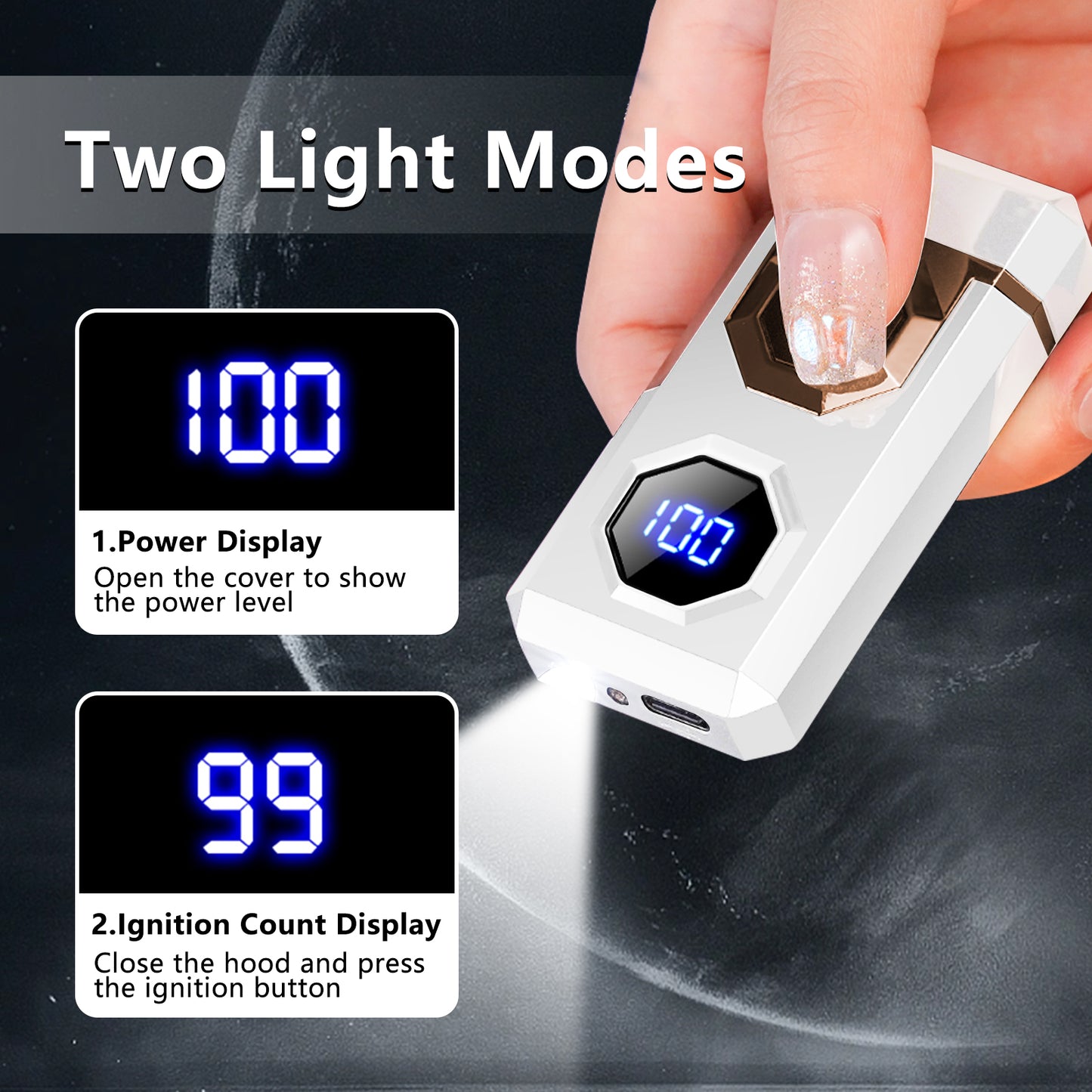 SKRFIRE Electric Lighter Rechargeable USB C Arc Plasma Lighter High Power Flame Cool Lighter Windproof Electronic Candle Lighter with LED Flashlight for Candle, Firework, Incense