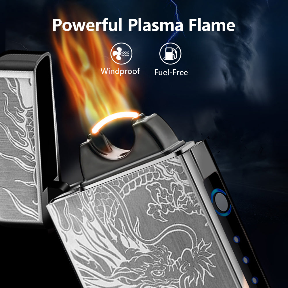 SKRFIRE Electric Lighter Rechargeable USB Plasma Arc Lighter High Power Flame Windproof Lighter Torch Unique Dragon Lighter with Gift Box