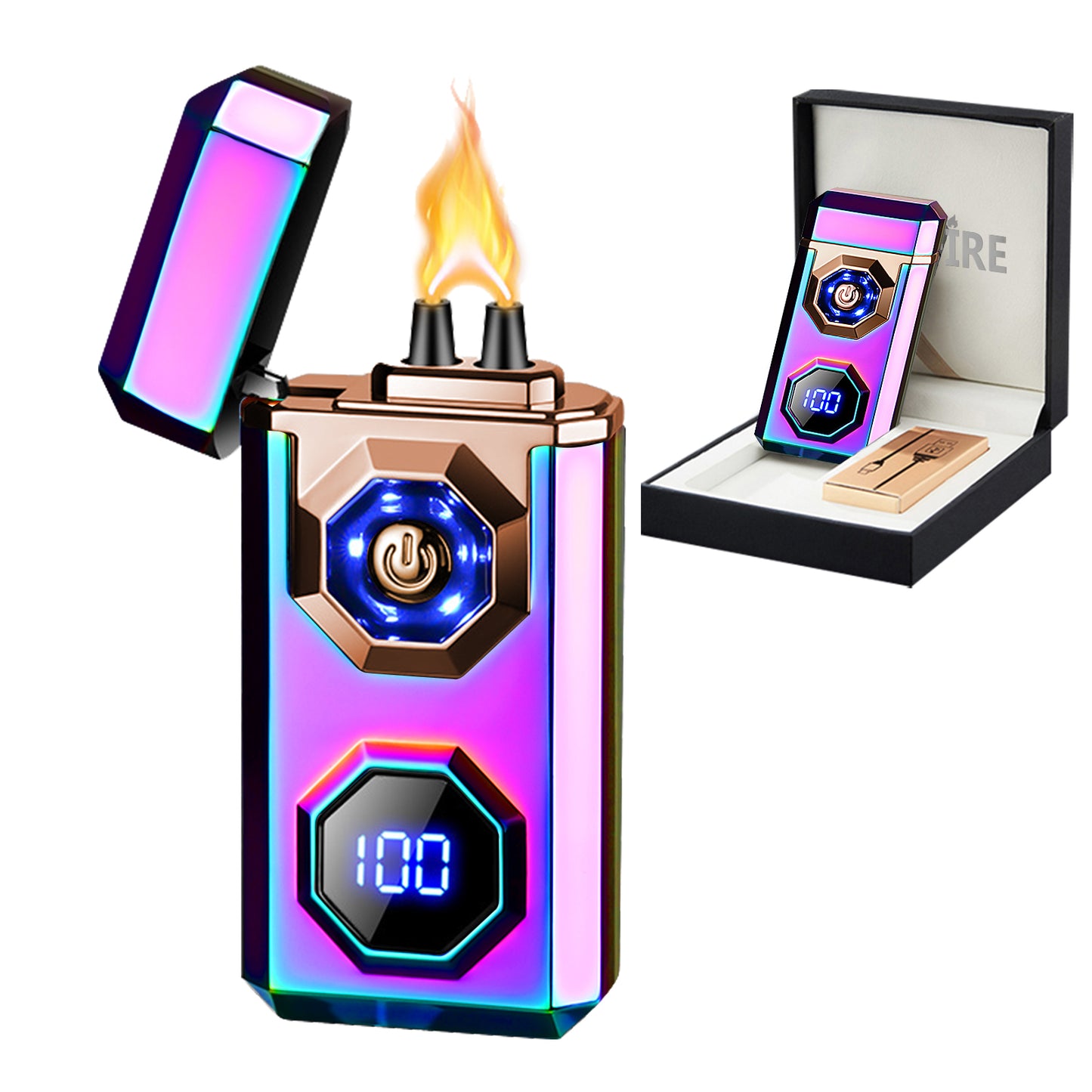 SKRFIRE Electric Lighter Rechargeable USB C Arc Plasma Lighter High Power Flame Cool Lighter Windproof Electronic Candle Lighter with LED Flashlight for Candle, Firework, Incense
