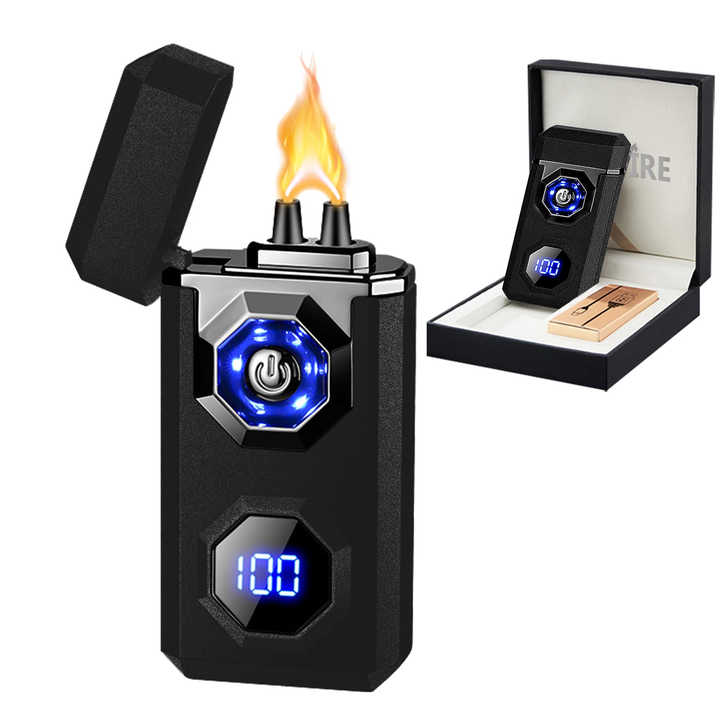 SKRFIRE Electric Lighter Rechargeable USB C Arc Plasma Lighter High Power Flame Cool Lighter Windproof Electronic Candle Lighter with LED Flashlight for Candle, Firework, Incense