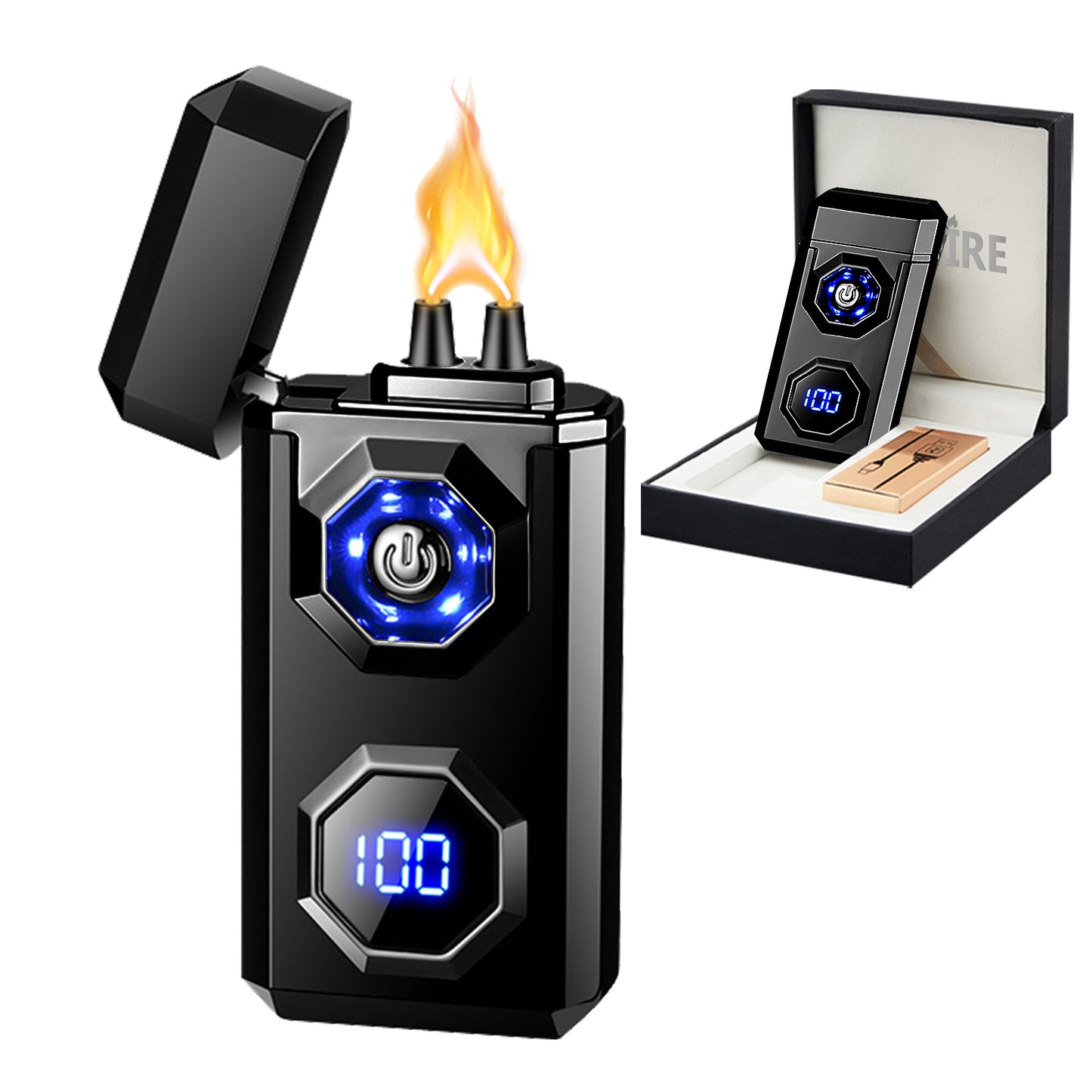 SKRFIRE Electric Lighter Rechargeable USB C Arc Plasma Lighter High Power Flame Cool Lighter Windproof Electronic Candle Lighter with LED Flashlight for Candle, Firework, Incense