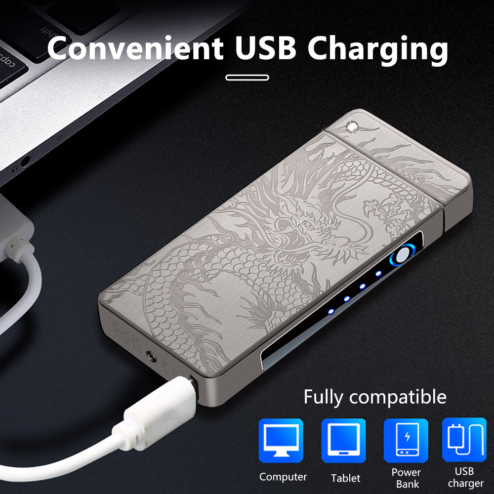 SKRFIRE Electric Lighter Rechargeable USB Plasma Arc Lighter High Power Flame Windproof Lighter Torch Unique Dragon Lighter with Gift Box