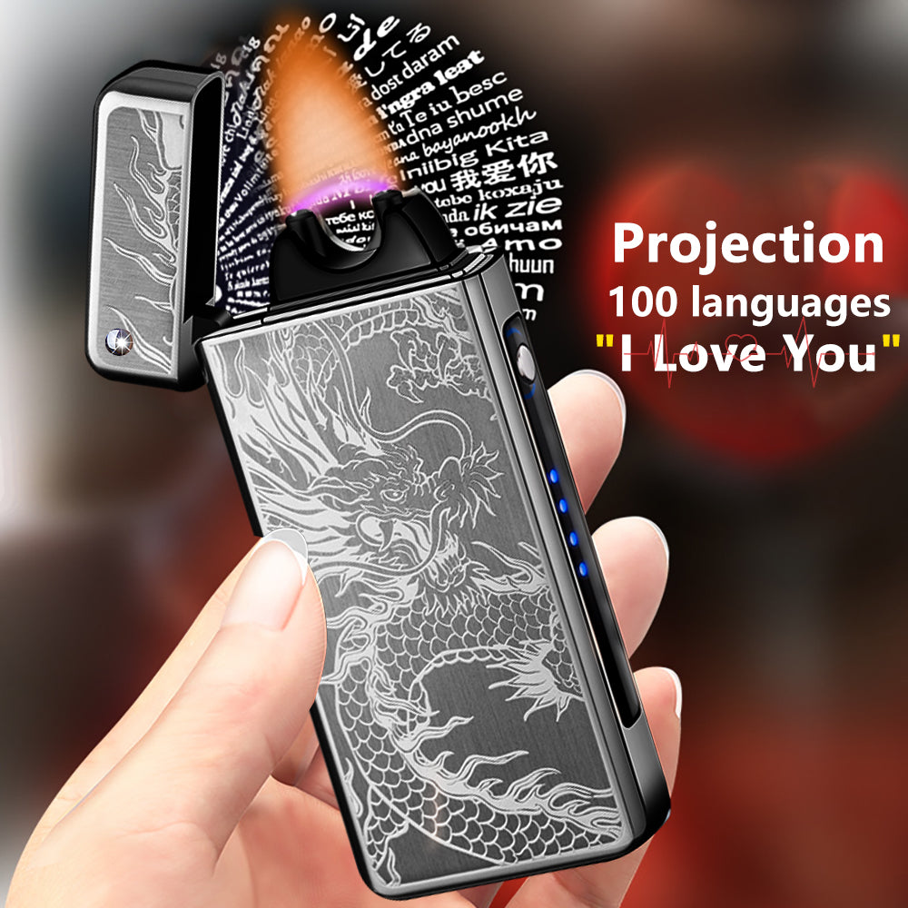 SKRFIRE Electric Lighter Rechargeable USB Plasma Arc Lighter High Power Flame Windproof Lighter Torch Unique Dragon Lighter with Gift Box