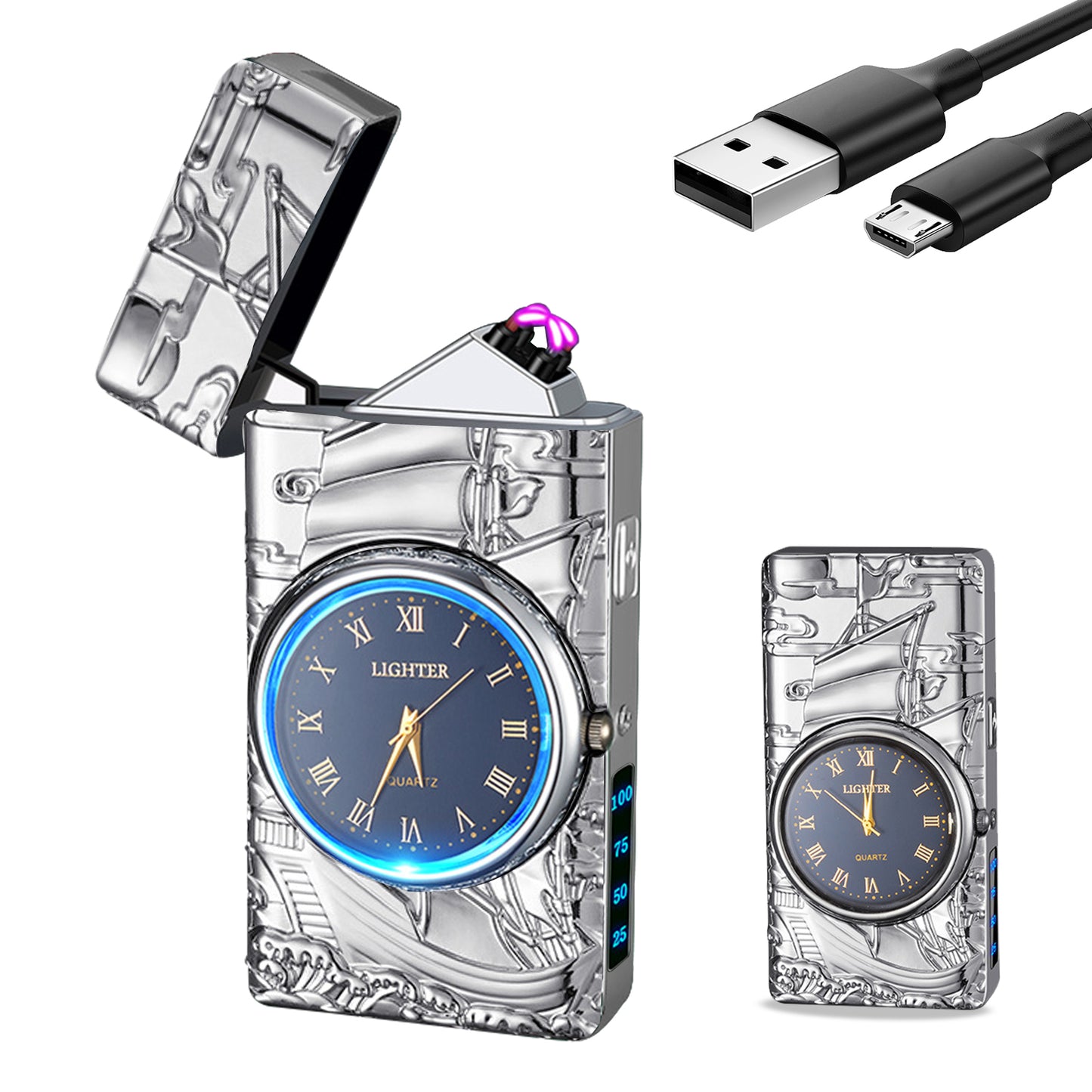 SKRFIRE Arc Plasma Lighter with clock (sail)