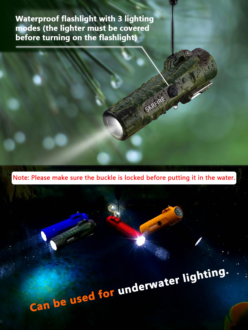 SKRFIRE Waterproof Windproof Outdoor Lighter USB Rechargeable Double Arc Plasma Electric Lighter with Flashlight Compass for Lighting, Camping, Survival, Tactical