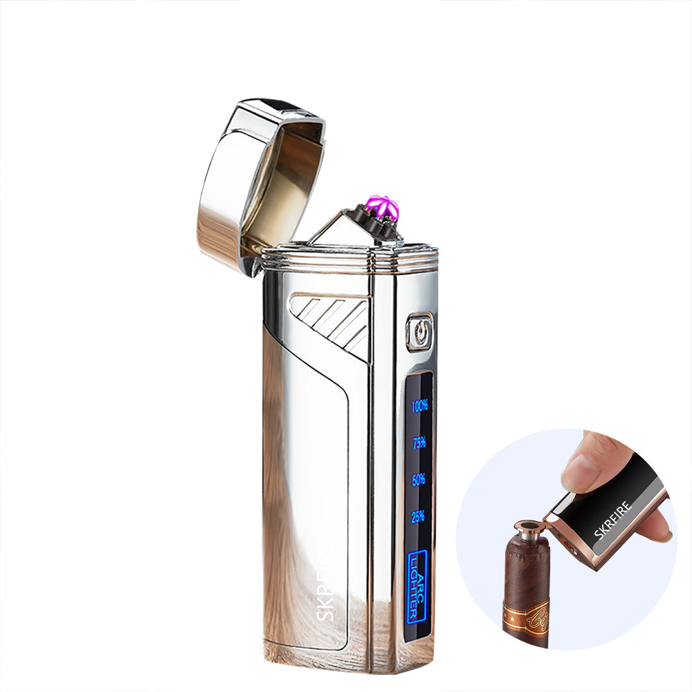 SKRFIRE 2-in-1 Cigar Opener Windproof Lighter,Triple Arc high power