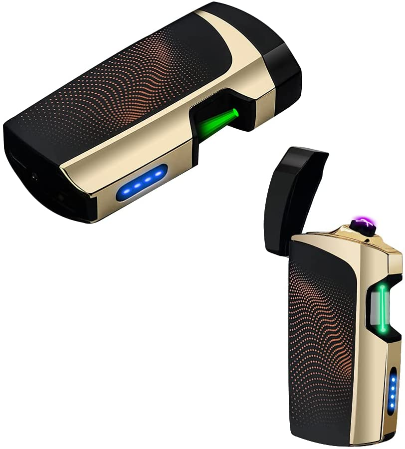 SKRFIRE Rechargeable Lighter Infrared Sensor Plasma Lighter, Windproof Dual Arc Lighter Outdoor Rechargeable USB Lighter Flameless Electric Lighter with LED Battery Indicator