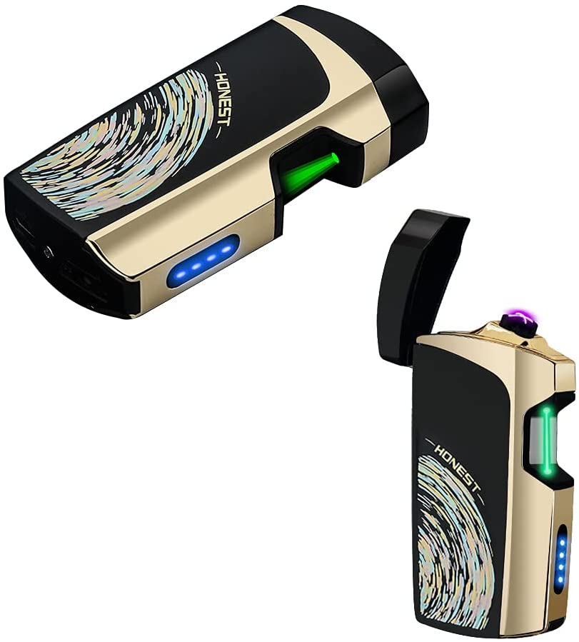 SKRFIRE Rechargeable Lighter Infrared Sensor Plasma Lighter, Windproof Dual Arc Lighter Outdoor Rechargeable USB Lighter Flameless Electric Lighter with LED Battery Indicator