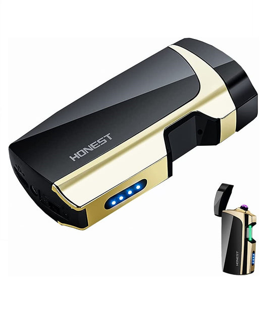 SKRFIRE Rechargeable Lighter Infrared Sensor Plasma Lighter, Windproof Dual Arc Lighter Outdoor Rechargeable USB Lighter Flameless Electric Lighter with LED Battery Indicator