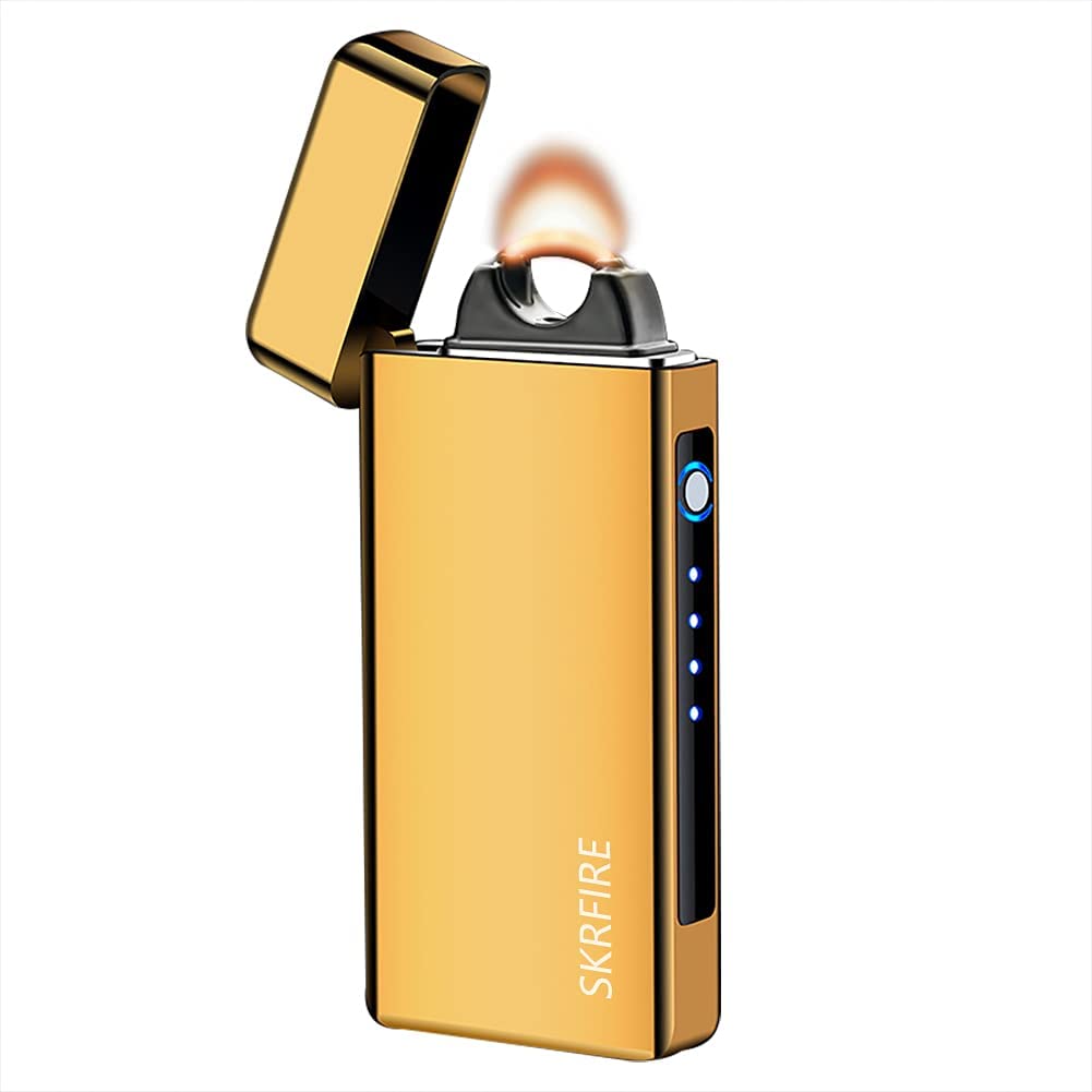 SKRFIRE Plasma Lighter USB Rechargeable Arc Lighter Windproof Electric Big Flame Cool Lighter with LED Battery Indication for Outdoor, Camping, Adventure, Grill