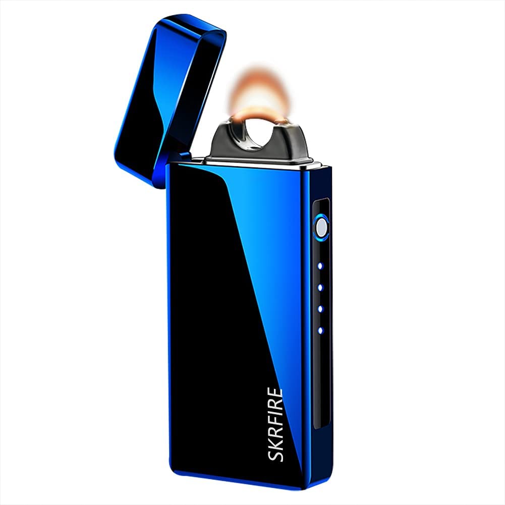 SKRFIRE Plasma Lighter USB Rechargeable Arc Lighter Windproof Electric Big Flame Cool Lighter with LED Battery Indication for Outdoor, Camping, Adventure, Grill