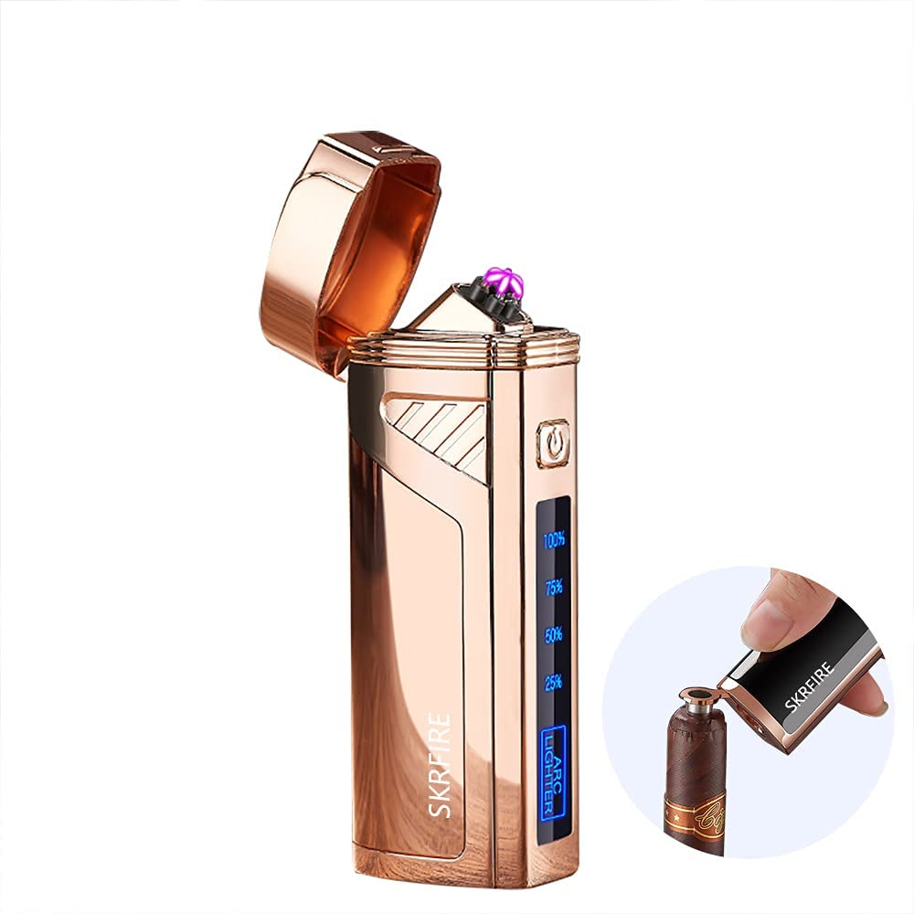 SKRFIRE 2-in-1 Cigar Opener Windproof Lighter,Triple Arc high power