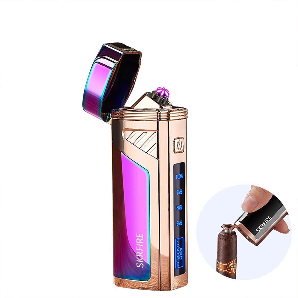 SKRFIRE 2-in-1 Cigar Opener Windproof Lighter,Triple Arc high power